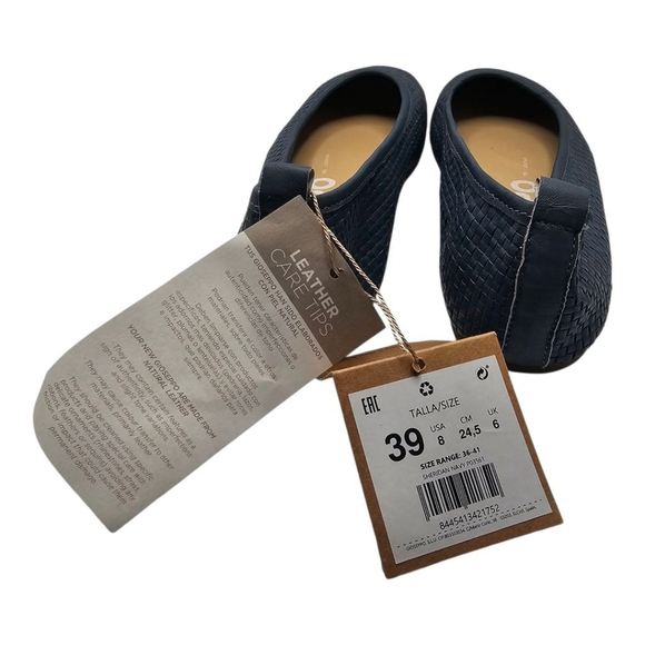 Gioseppo Women's Size 8 Woven Leather Flats Navy Tan - Picture 4 of 5